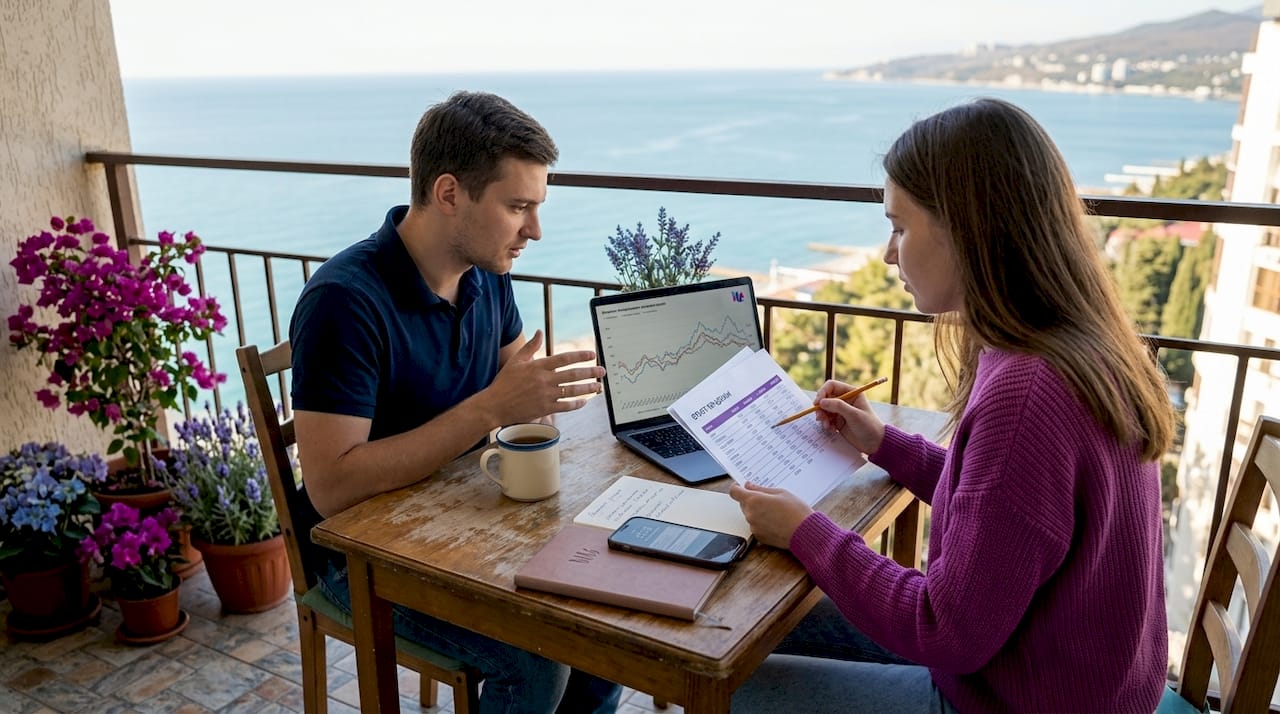 Молодая пара внимательно следит за ситуацией на рынке недвижимости.