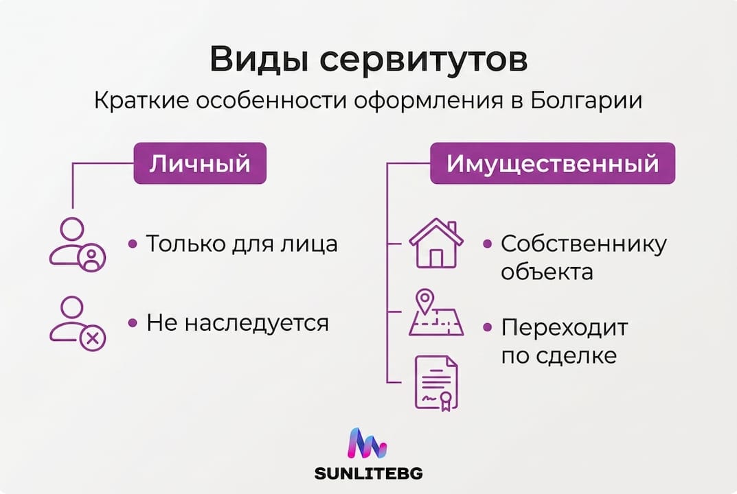Лаконичная инфографика о разновидностях сервитутов