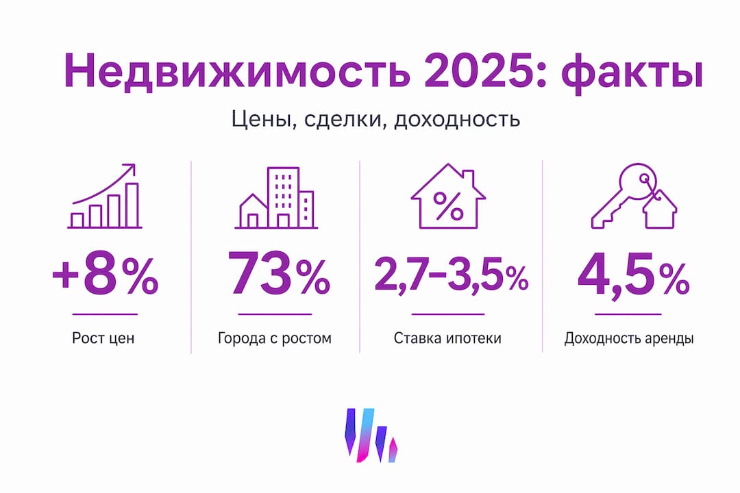 Инфографика: ключевые тенденции и цифры рынка недвижимости в 2025 году