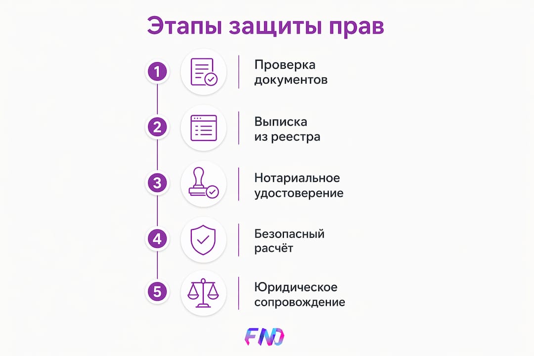 Инфографика: пошаговая инструкция по защите ваших прав при покупке недвижимости