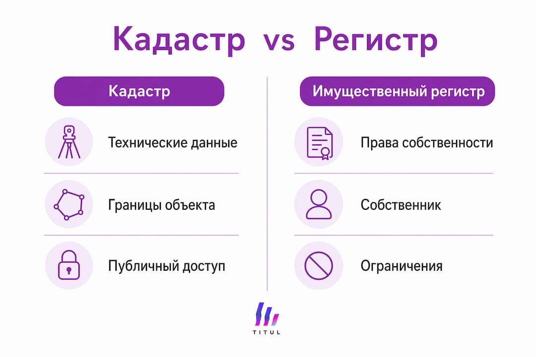 Инфографика: в чем разница между кадастром и реестром недвижимости