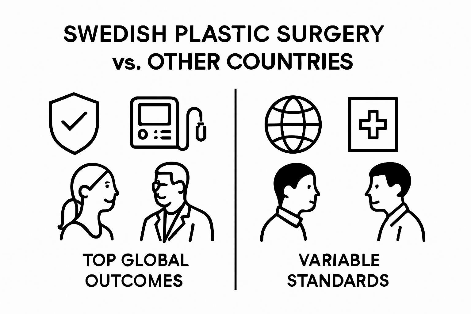 Infographic comparing Swedish and international plastic surgery standards