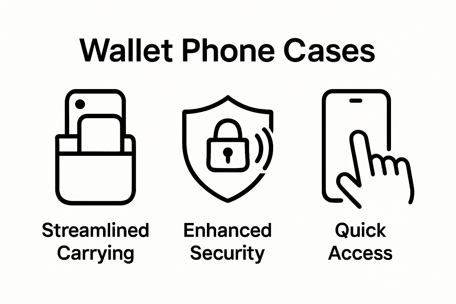 Three illustrated wallet phone case benefits comparison