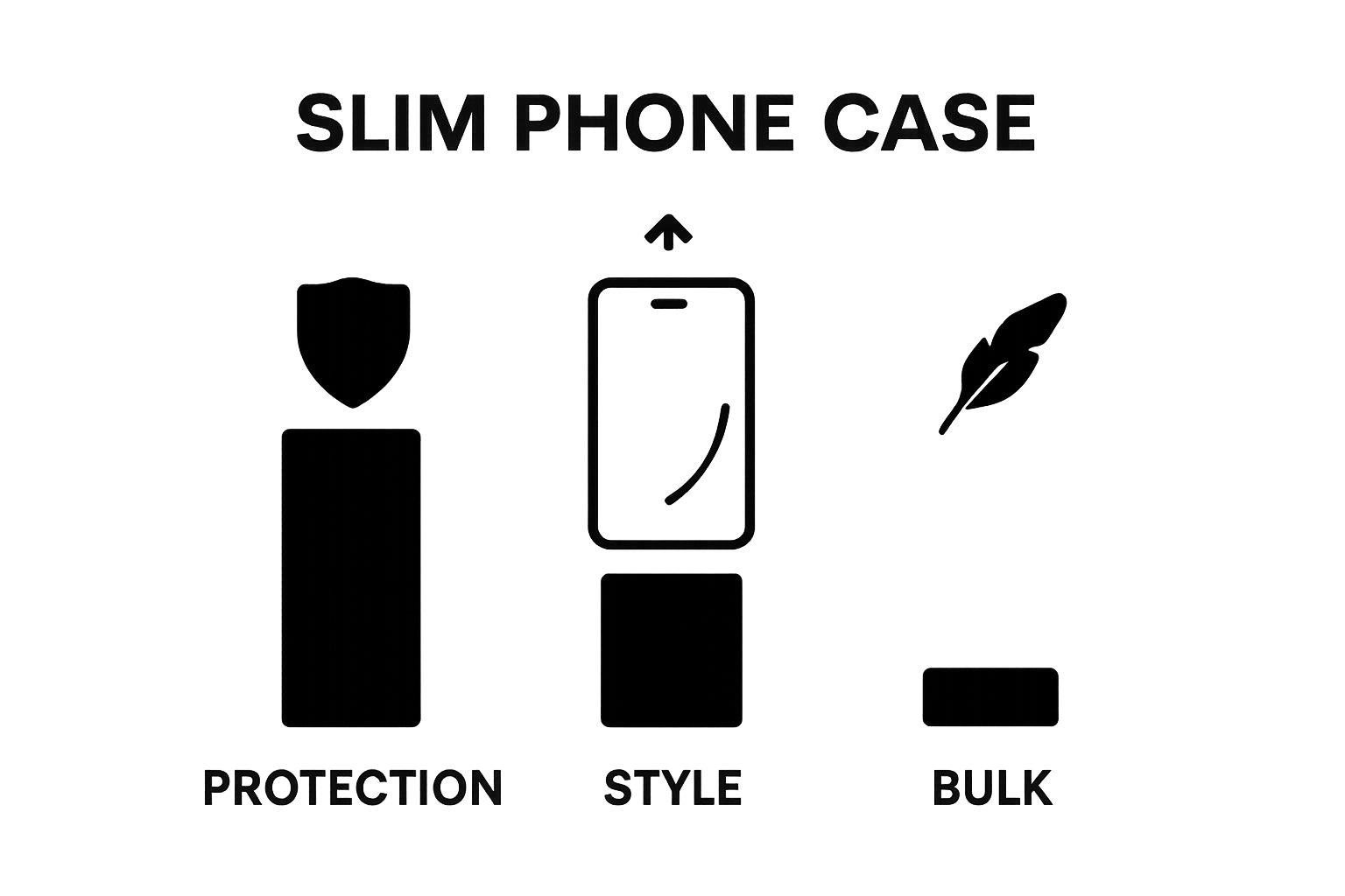 Infographic comparing slim phone case protection, style, and bulk.
