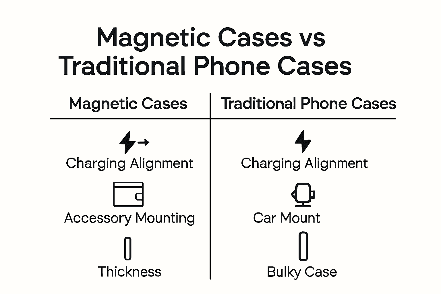 Infographic comparing magnetic and traditional phone cases features