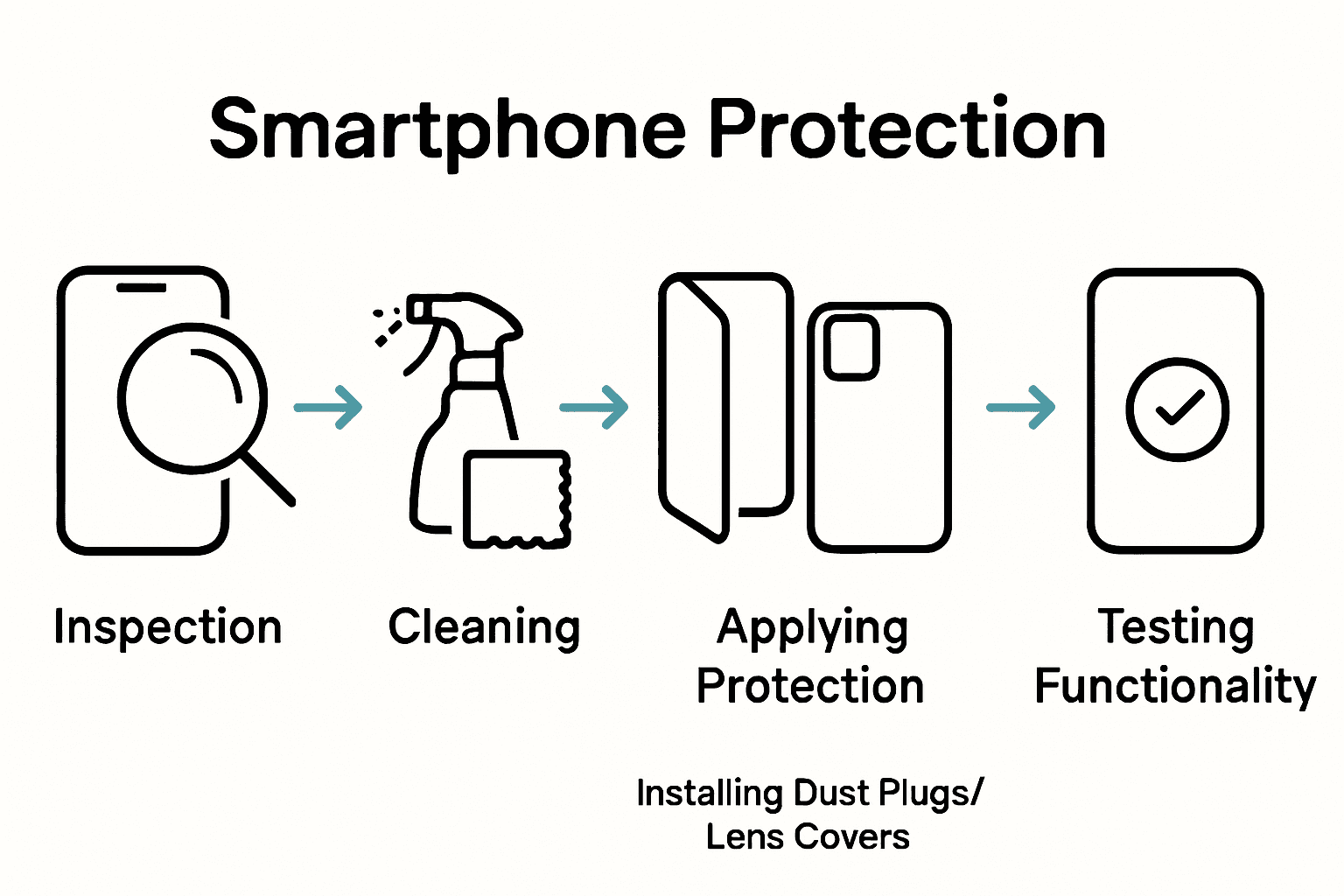 Five step infographic for phone gadget protection process