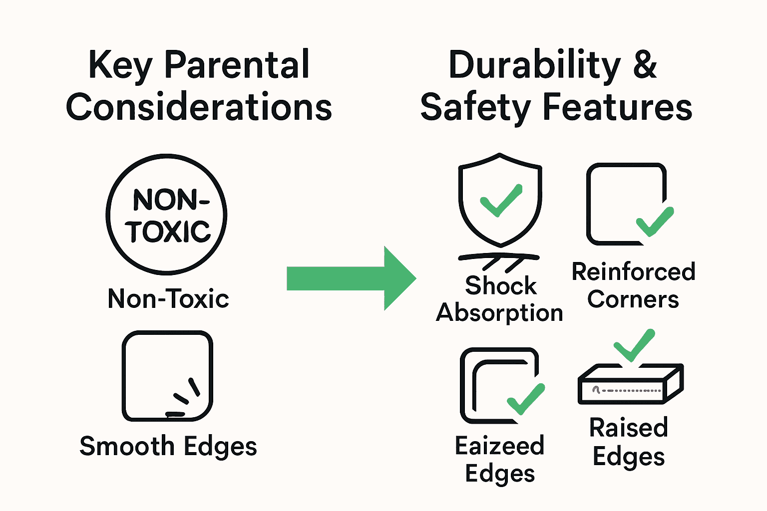 Infographic comparing parental and durability considerations for phone cases.