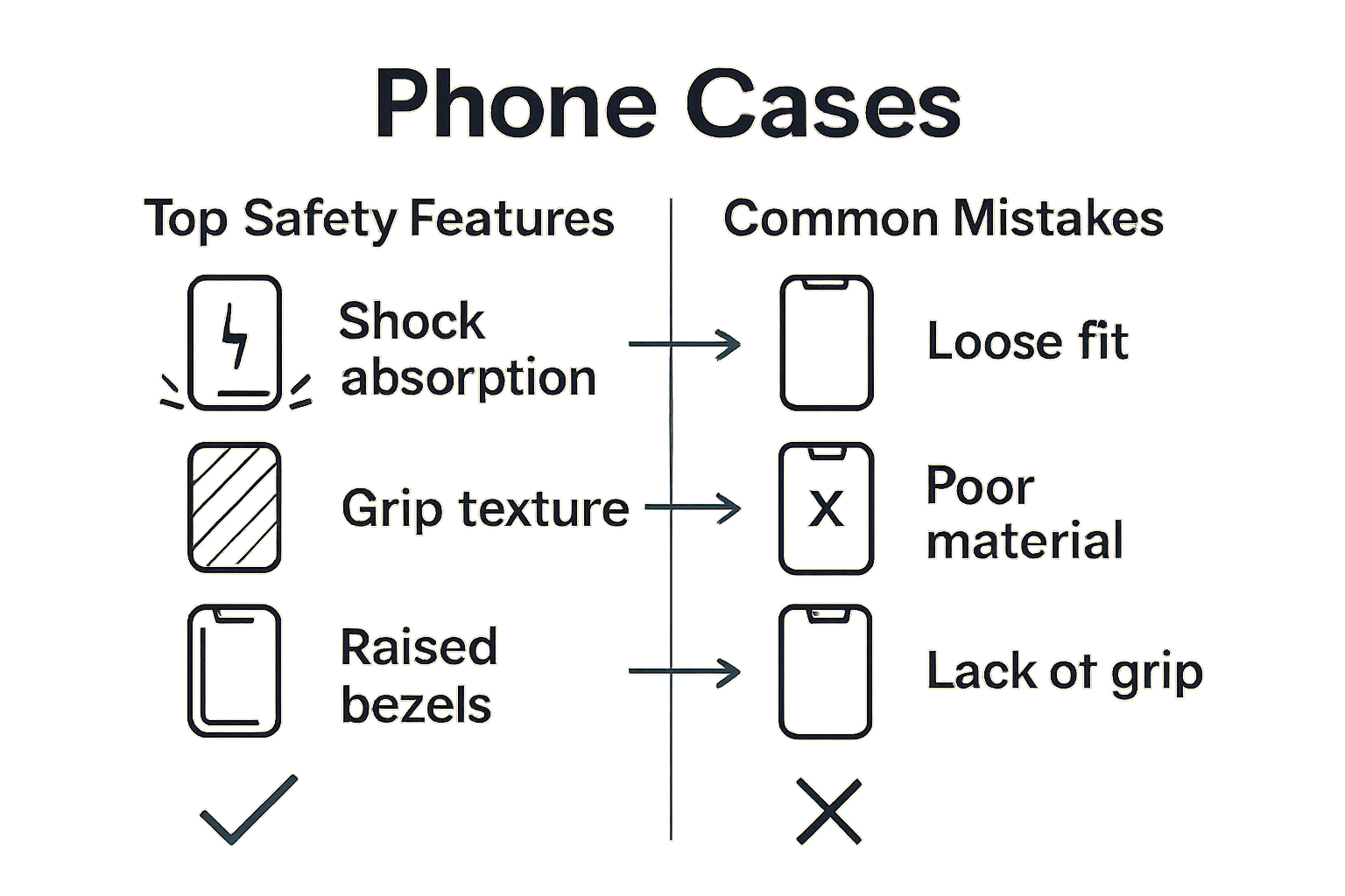 Infographic of kids phone case safety features and mistakes
