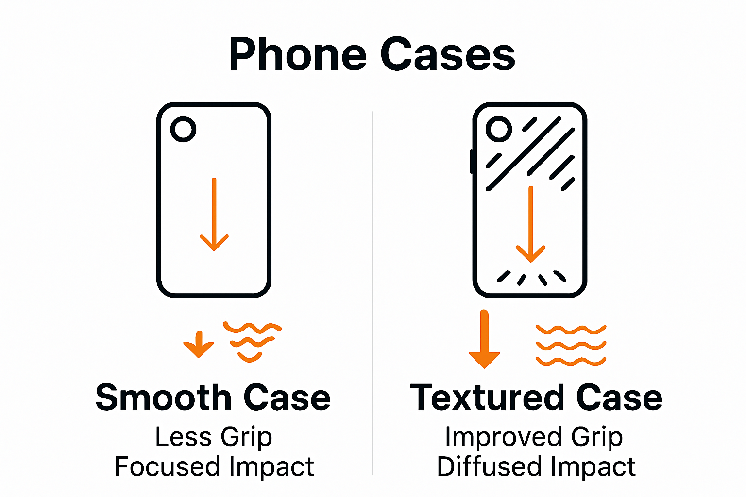 Infographic comparing textured vs smooth phone protection