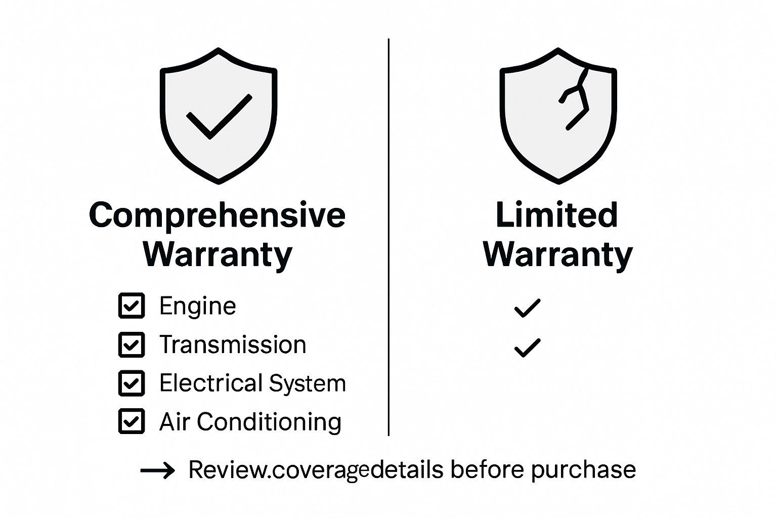 Infographic comparing accessory warranty types
