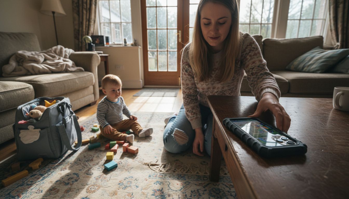Parent places rugged phone case at home