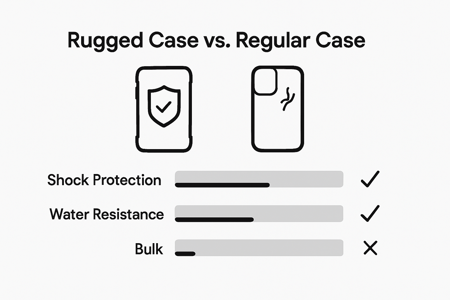 Comparison infographic: rugged vs standard phone cases