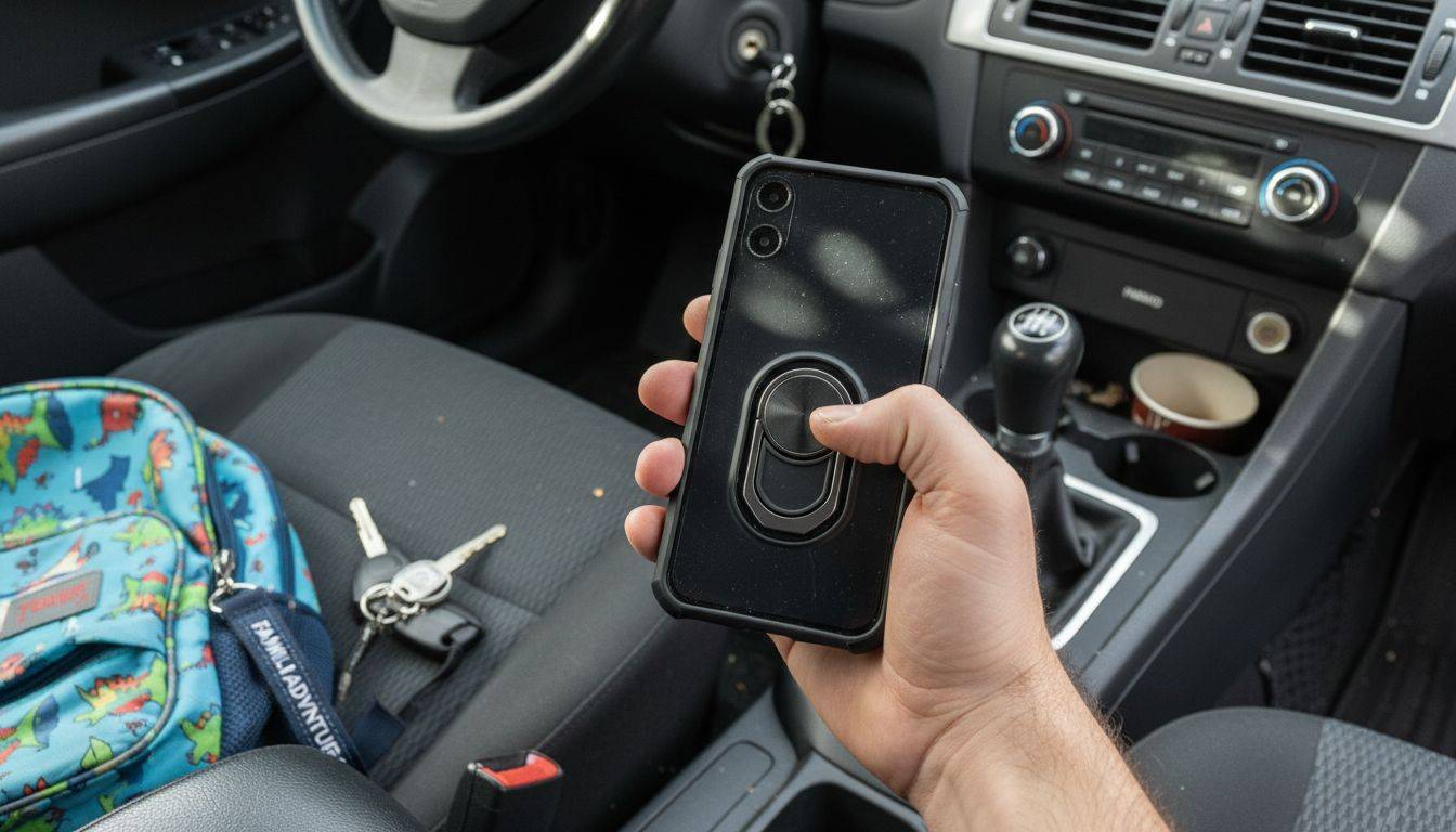 Hand holding phone with secure grip