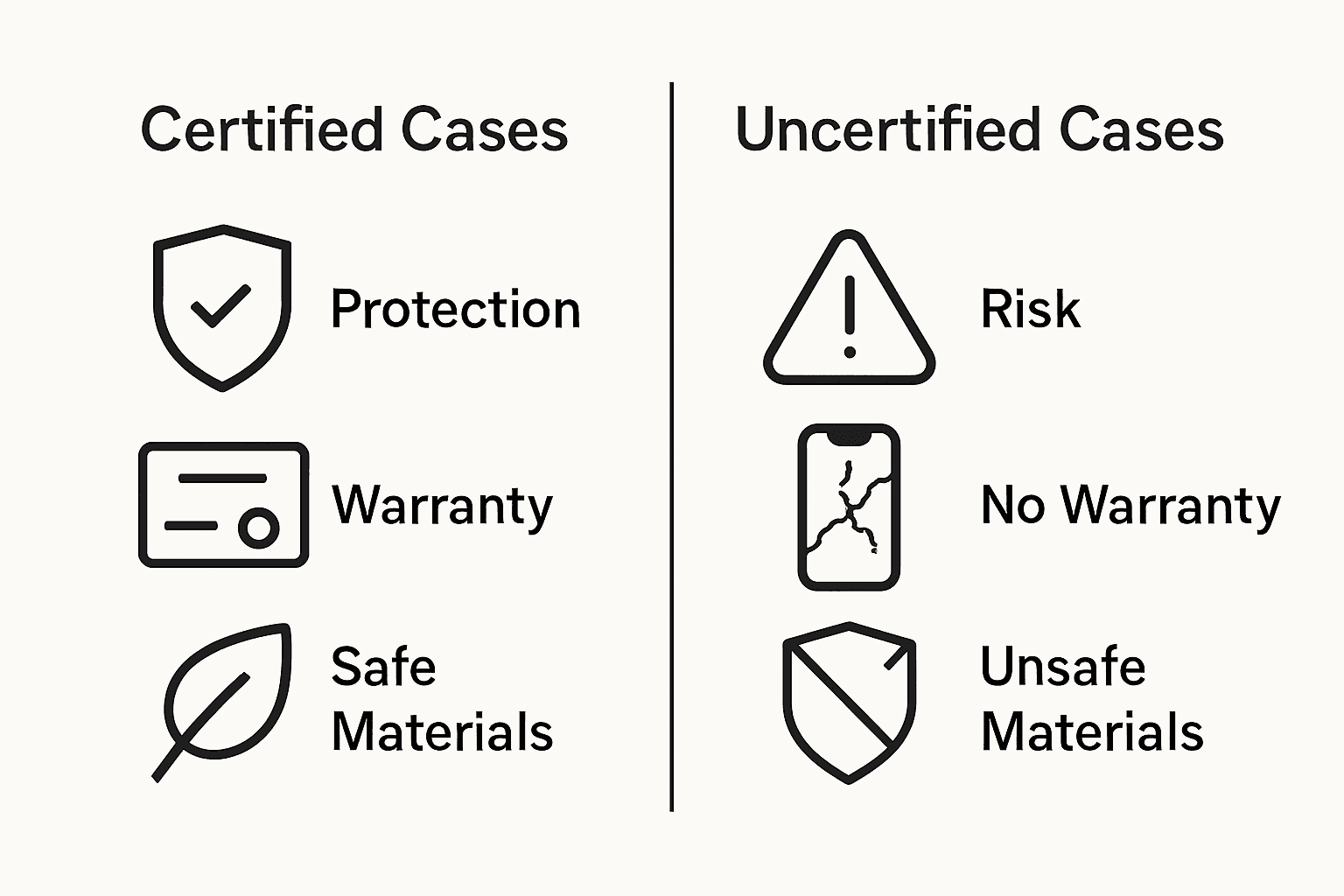 Infographic comparing certified and uncertified phone cases