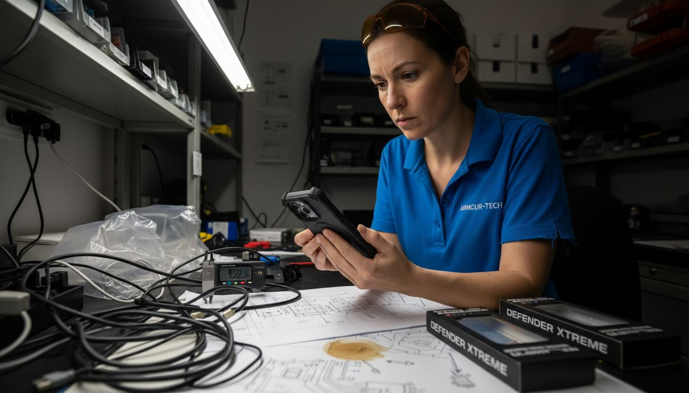 Technician testing accessory safety in lab