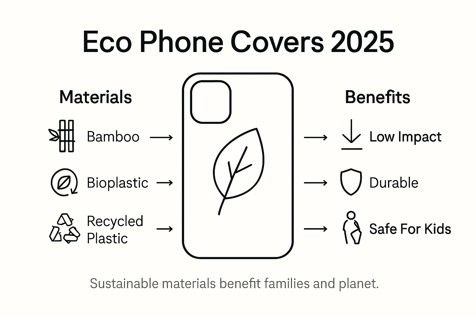 Infographic about eco-friendly phone cover materials and benefits