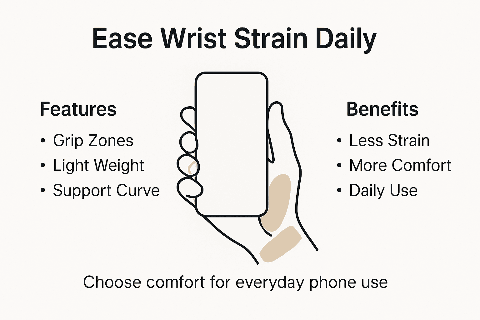 Infographic highlighting phone case features and benefits