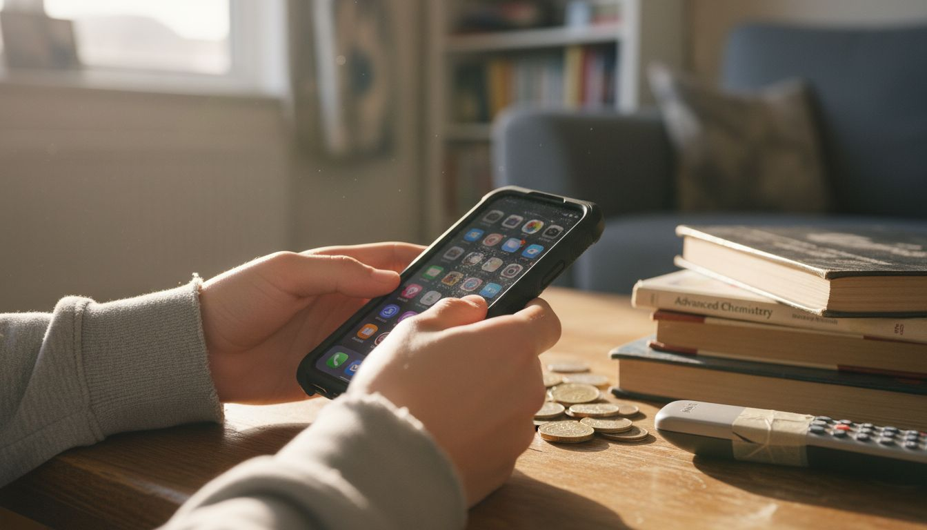 Close-up hands fitting rugged phone case