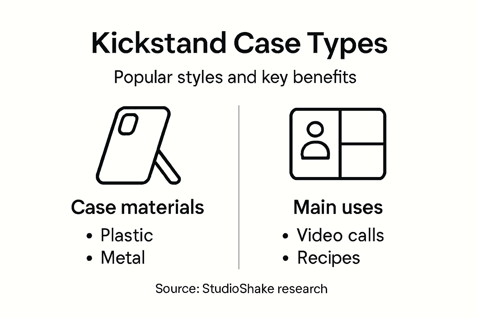 Infographic showing kickstand case types and uses