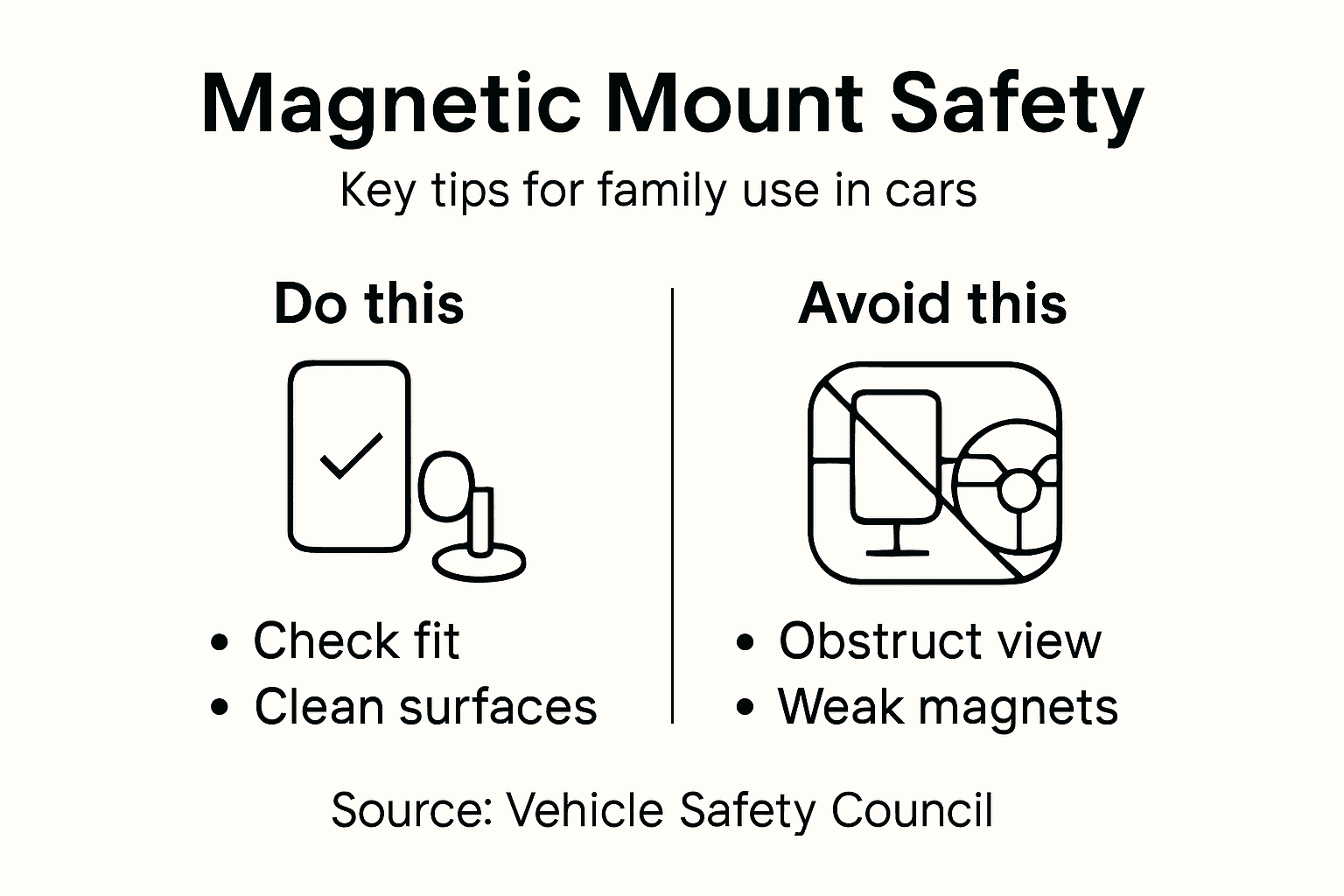 Infographic showing safety tips for magnetic mounts