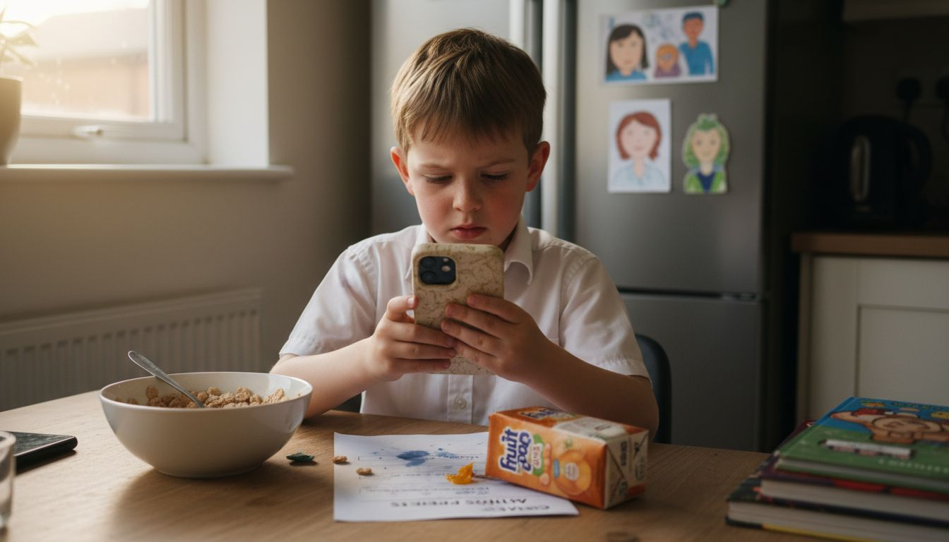 Child examines allergy-safe eco phone case