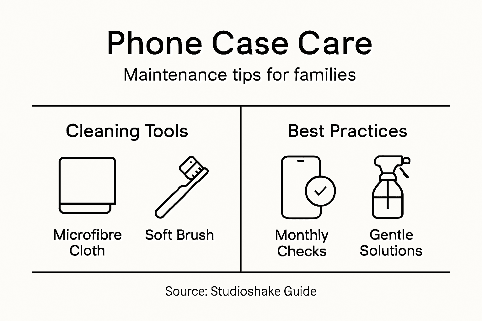 Infographic on family phone case maintenance tips