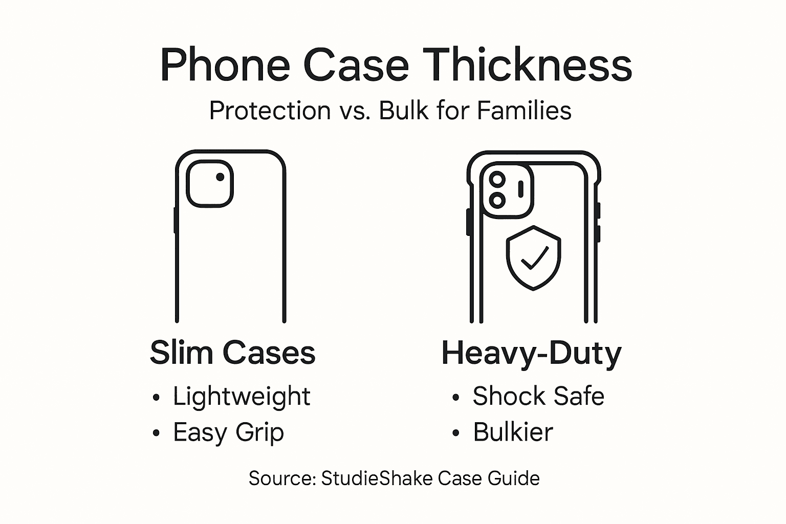 Infographic comparing slim and thick phone cases