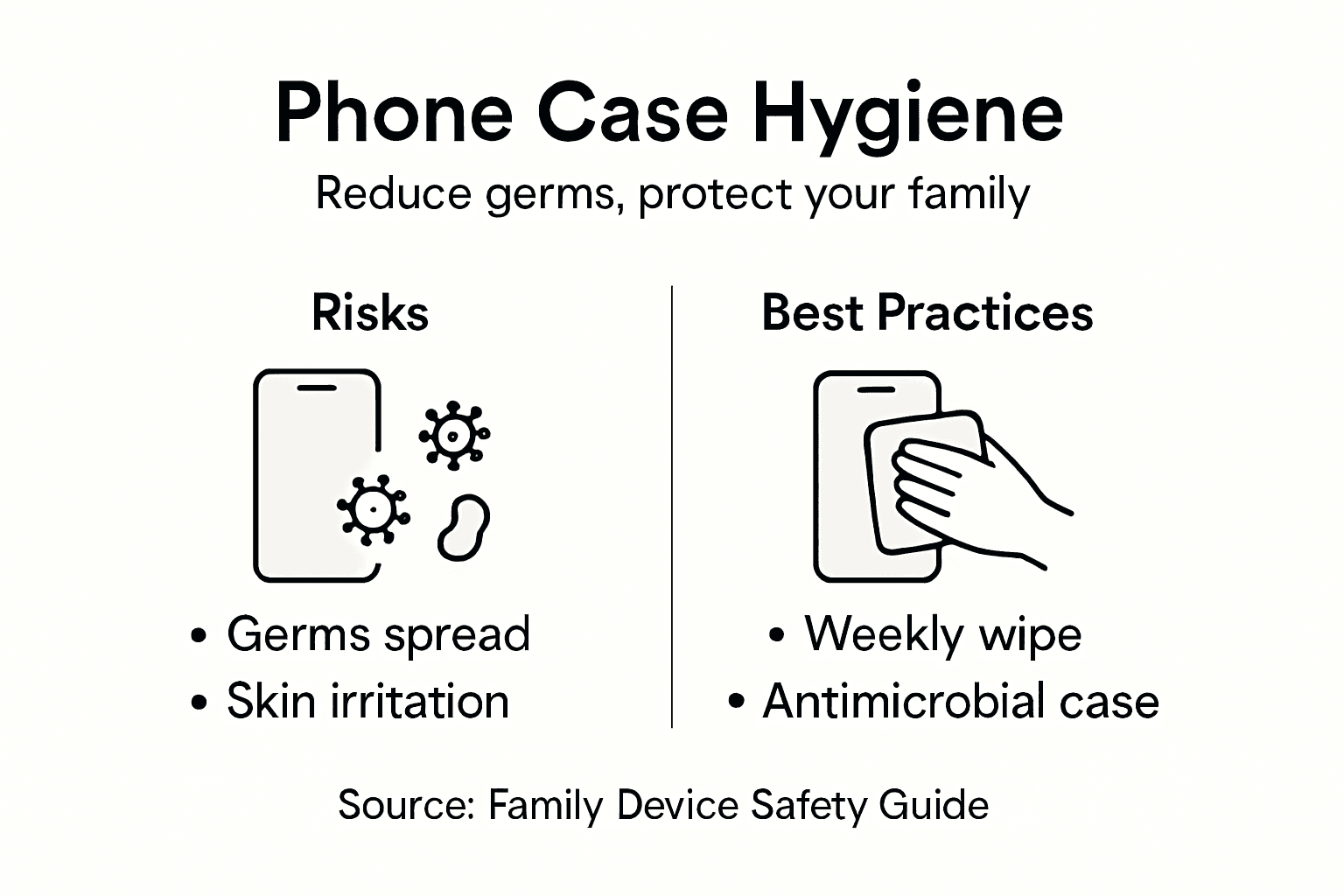 Infographic comparing device hygiene risks and tips