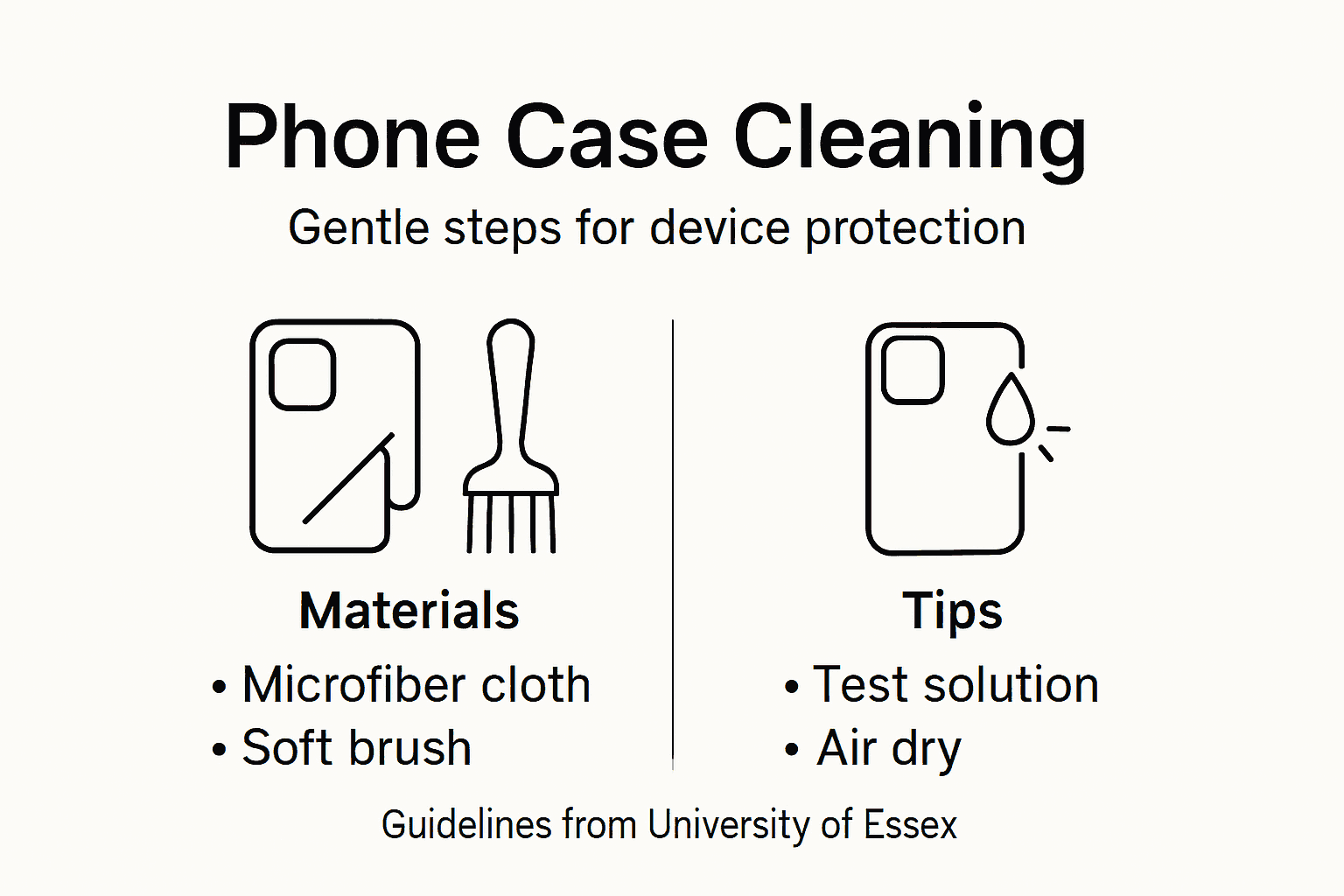 Infographic showing phone case cleaning steps