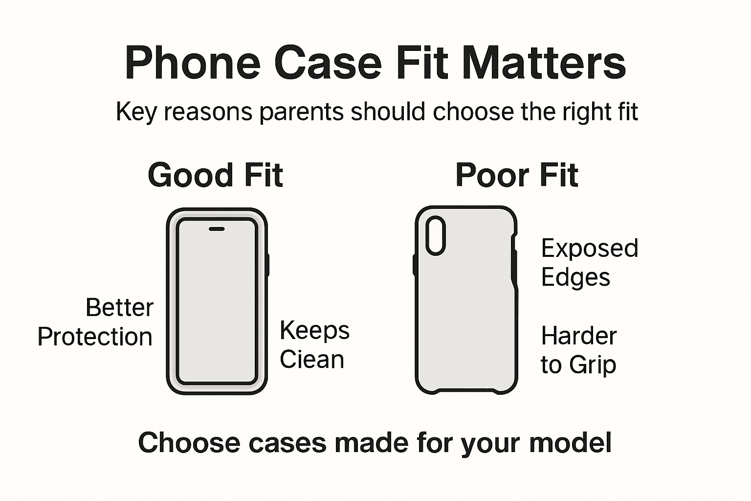 Infographic about why correct phone case fit matters