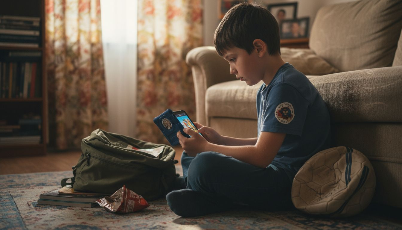 Child using well-protected phone at home