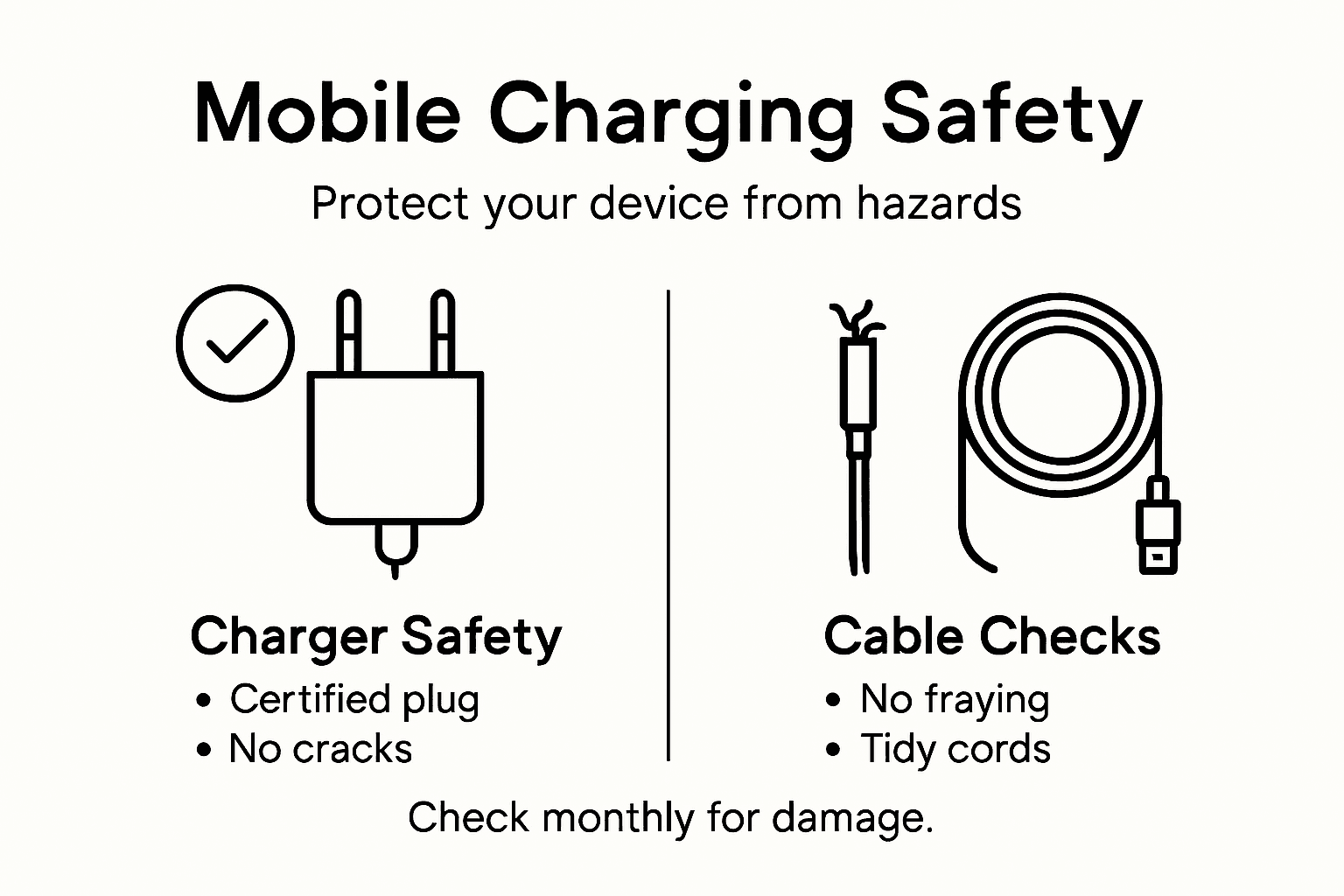 Infographic showing mobile charging safety tips