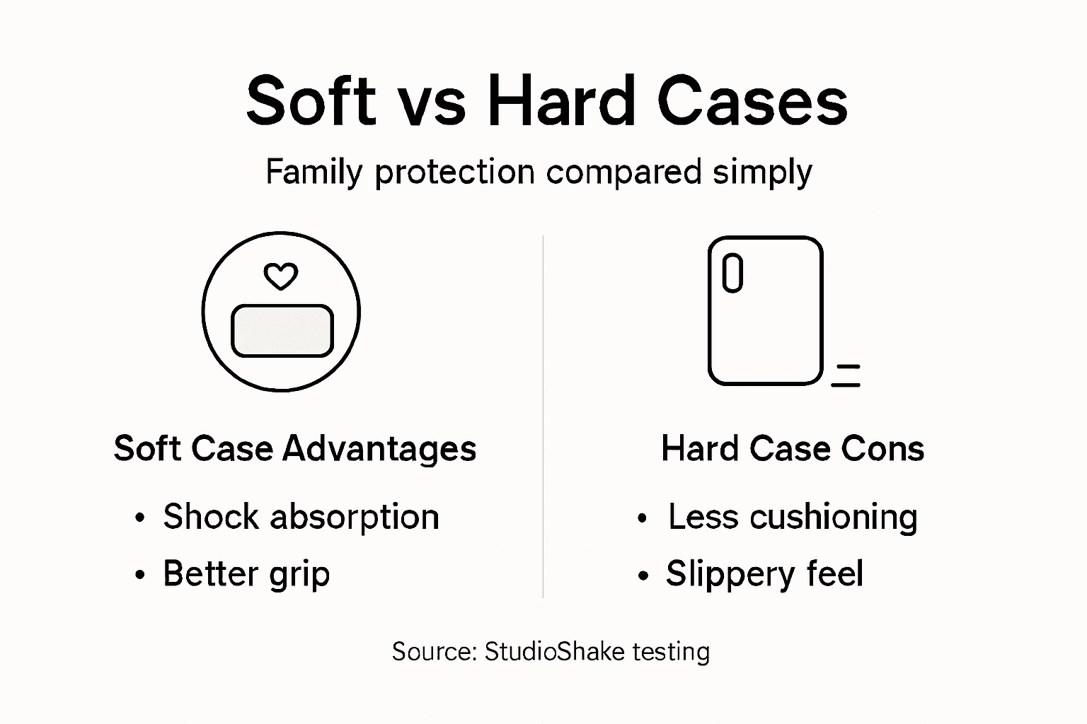 Infographic comparing soft and hard cases for families