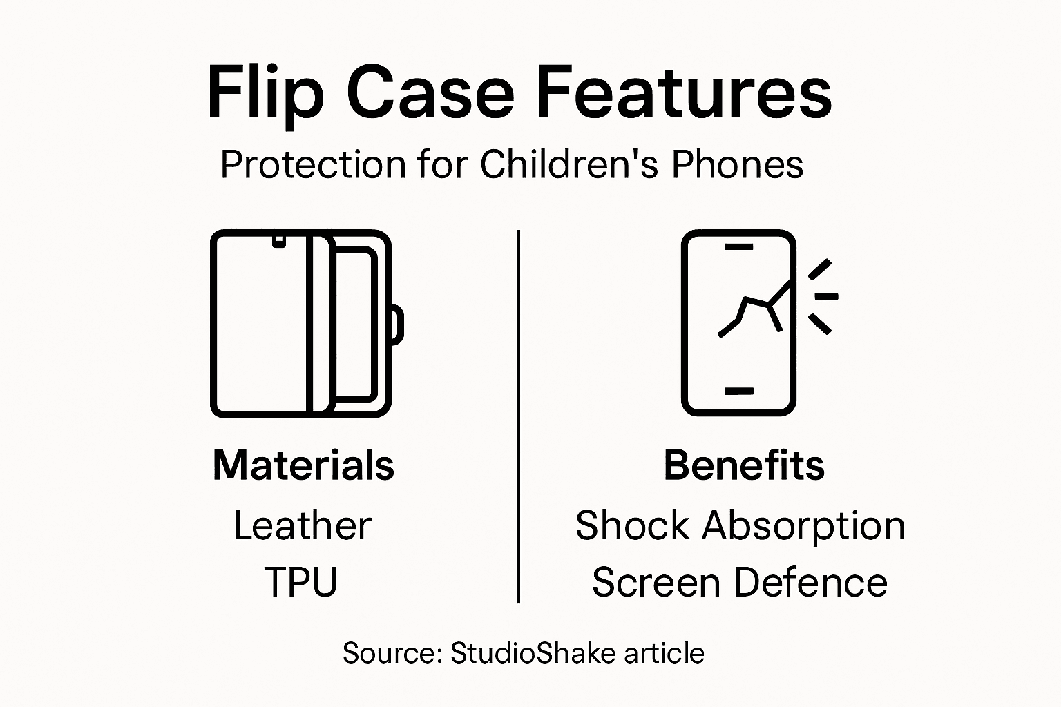 Infographic comparing flip case features