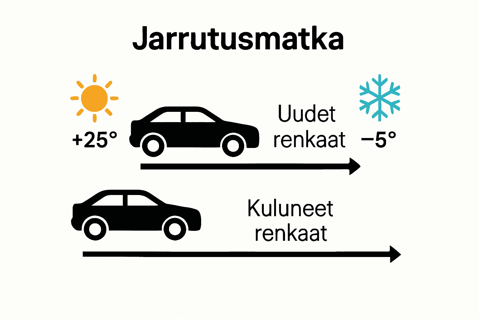 Infographic comparing braking distances with new and worn tires