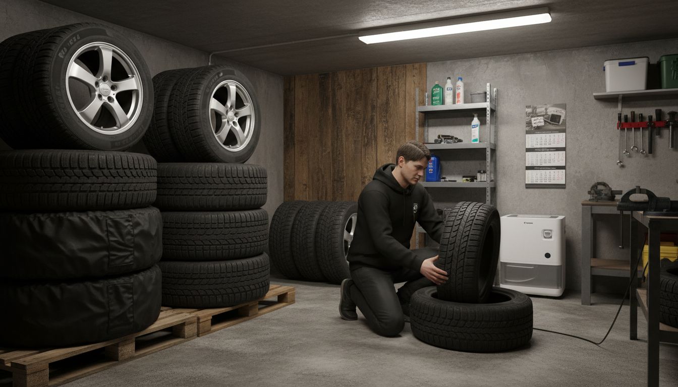 autotalli renkaat säilytys