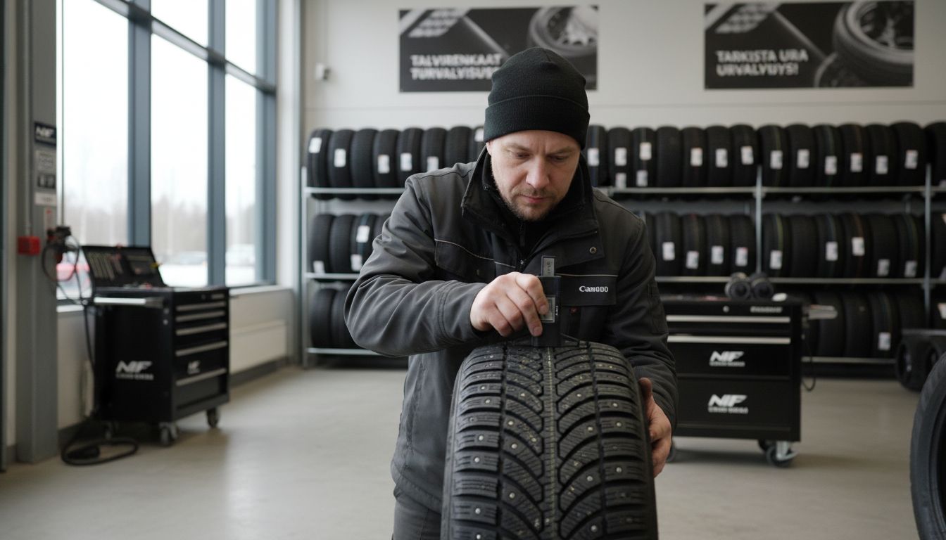 talvirenkaan tarkistus huoltamolla