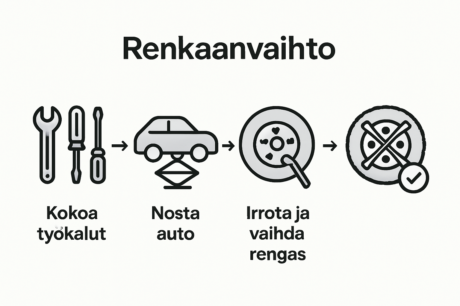 Visual steps for home tire change process