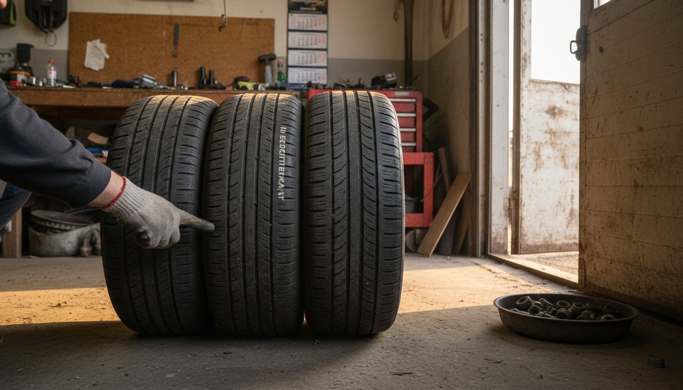 Automekaanikko vertailee kalliimpien ja edullisempien renkaiden eroja