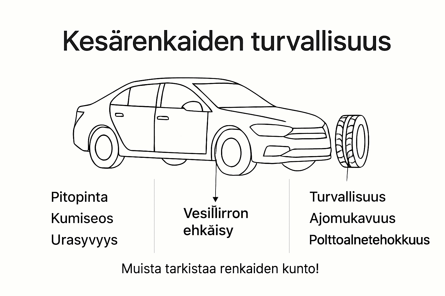 Infografiikka: mitä ottaa huomioon kesärenkaiden turvallisuudessa