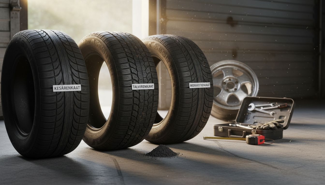 Kolme erilaista rengastyyppiä vierekkäin