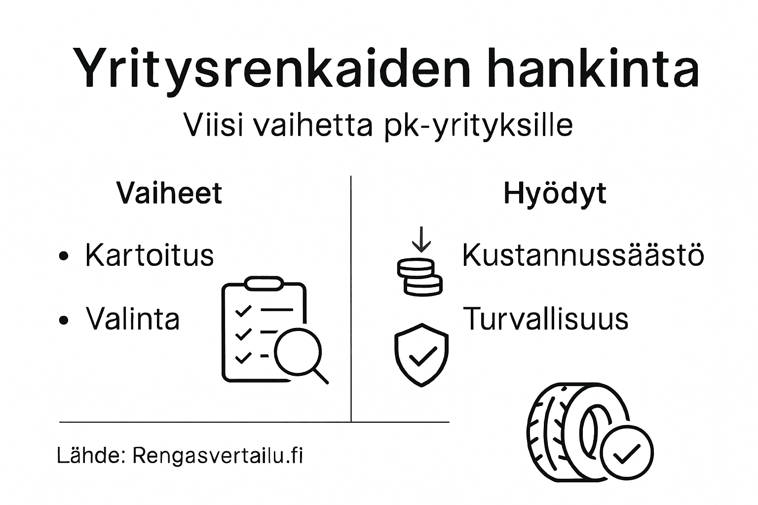 Infograafi: Yritysrenkaiden hankinnan vaiheet pähkinänkuoressa