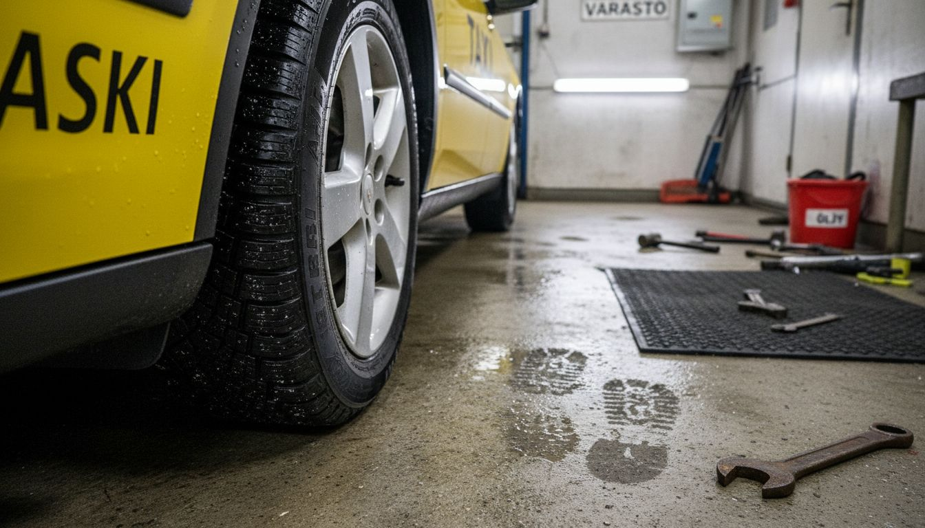 Lähikuvassa märän kelin premium-renkaan pintakuvio