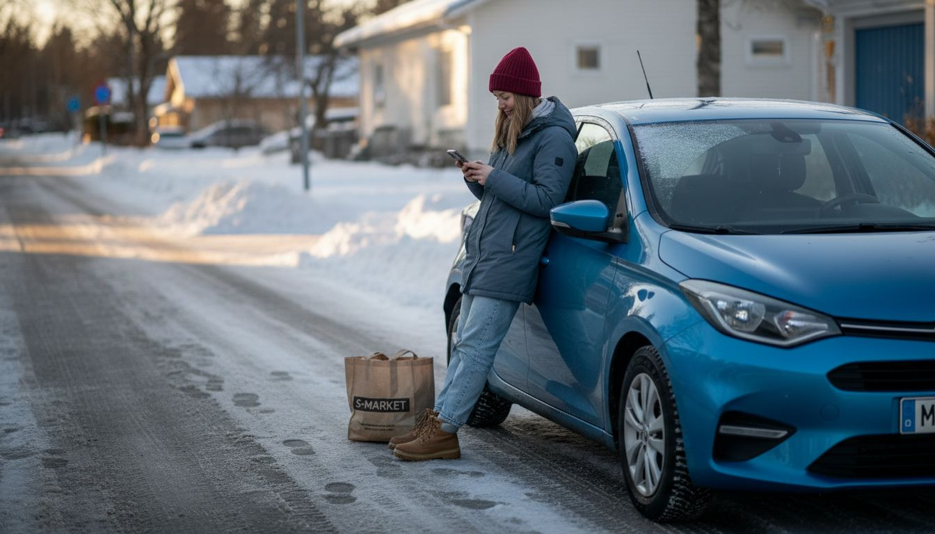 Nuori kuski ajaa talvella kitkarenkailla