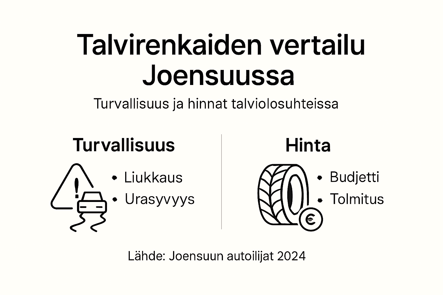 Talvirenkaiden hinnat ja turvallisuus Joensuussa – kattava infografiikka vertailuun