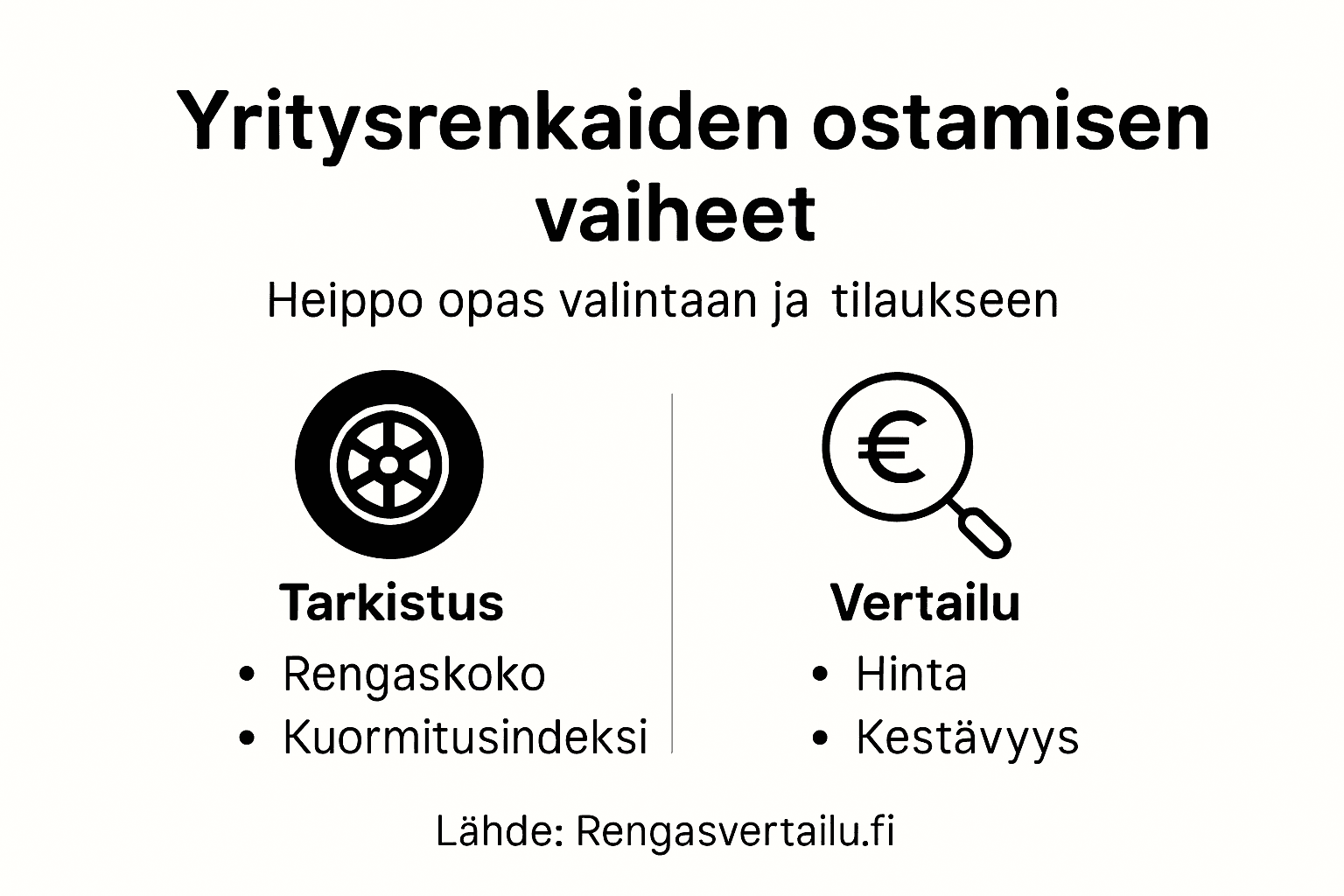Yritysrenkaiden hankinnan vaiheet ja vertailu – havainnollistava infografiikka