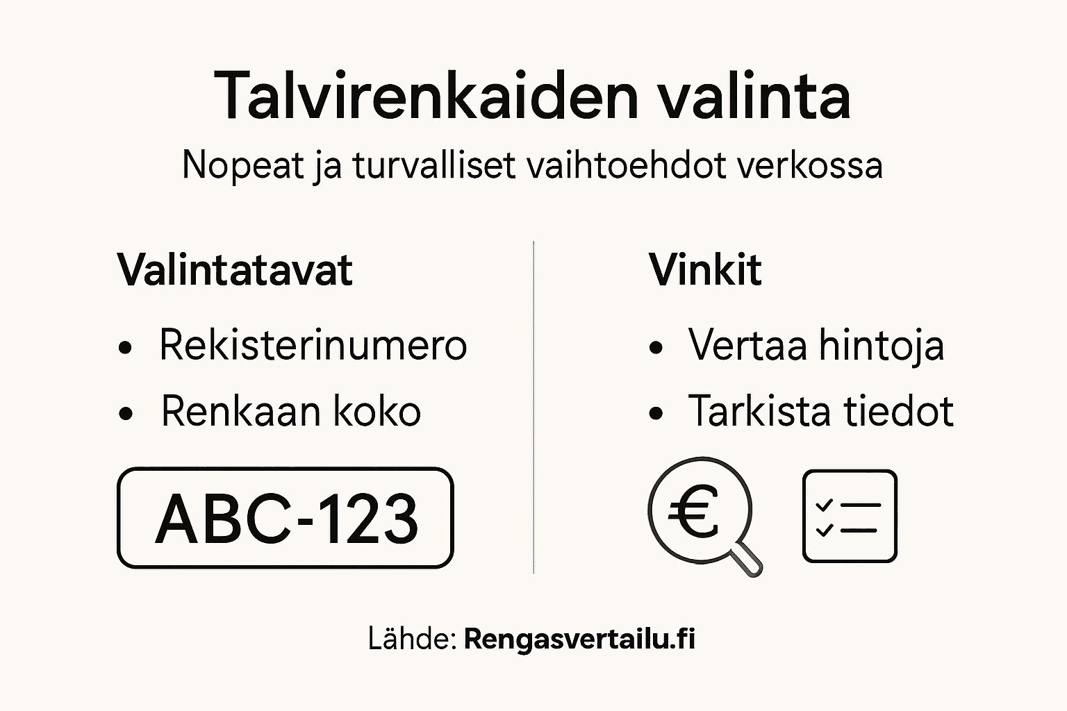 Kuvallinen opas talvirenkaiden valintaan ja tilaamiseen