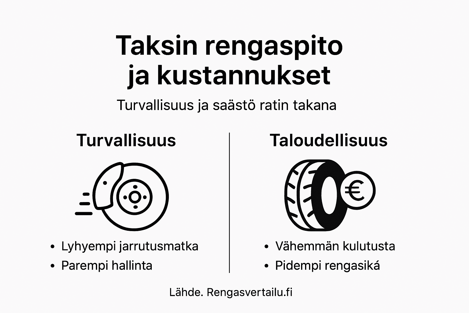Taksien rengasturvallisuus ja kustannustehokkuus – havainnollistava tietopaketti