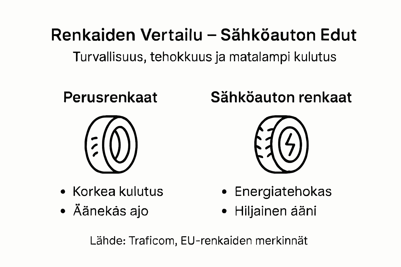 Katsaus sähköauton rengasvaihtoehtoihin – infograafi