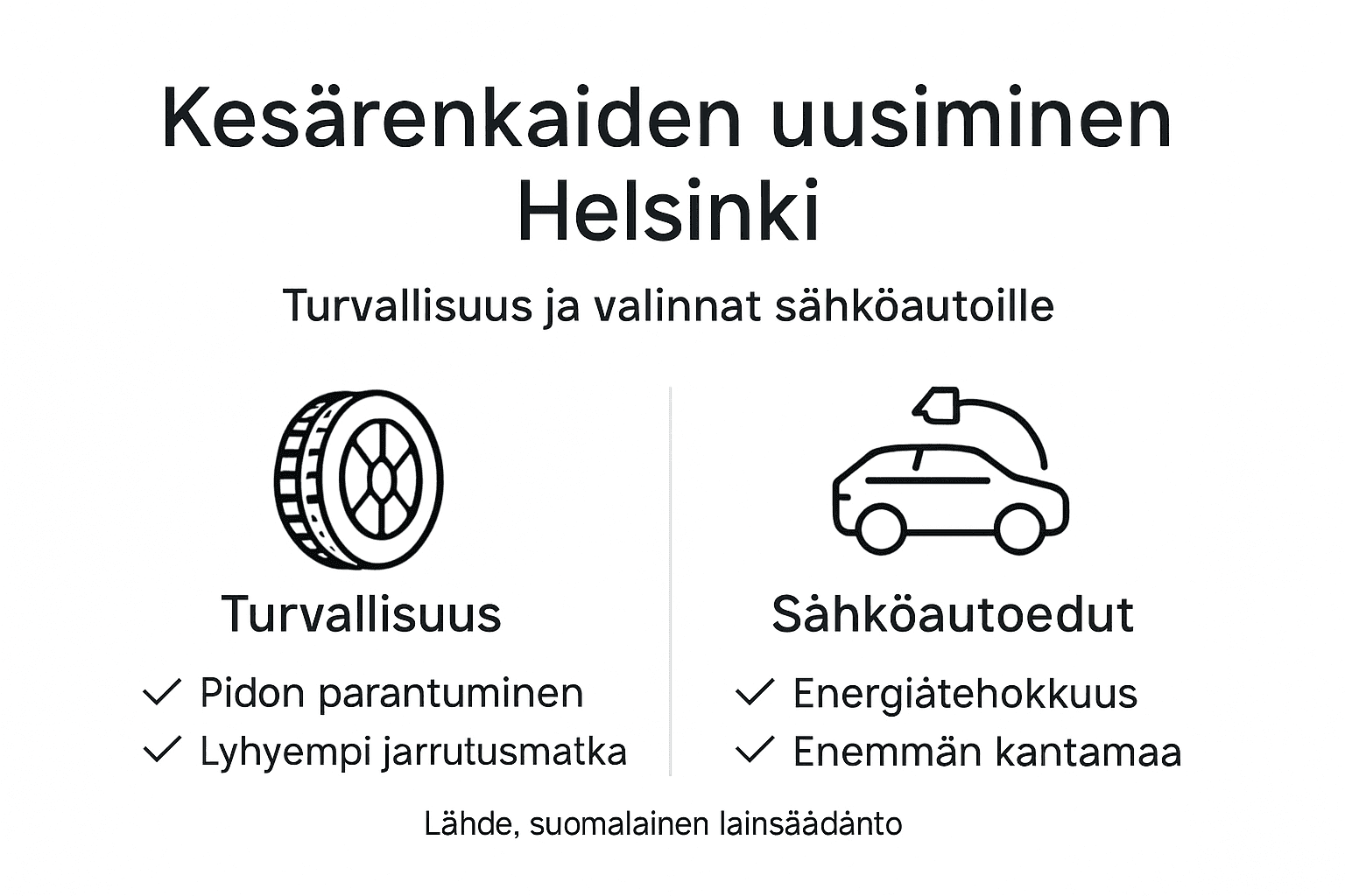 Kesärenkaiden turvallisuus sähköautoissa – havainnollistava infografiikka